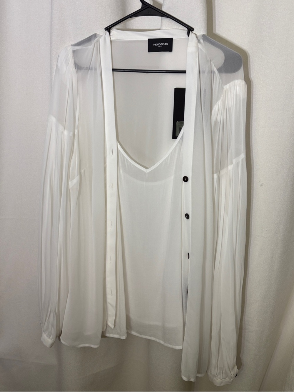 The Kooples White Sheer Button-Front Blouse with Camisole